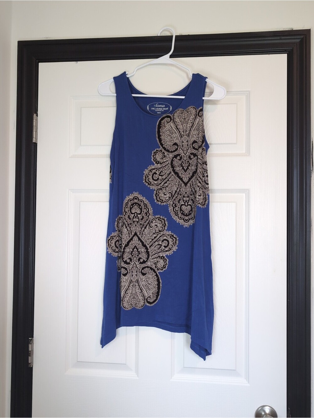 XS blue boho paisley tunic tank top
